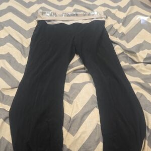 PINK Victoria's Secret Black Yoga Pants with Sequin Foldover Waistband
